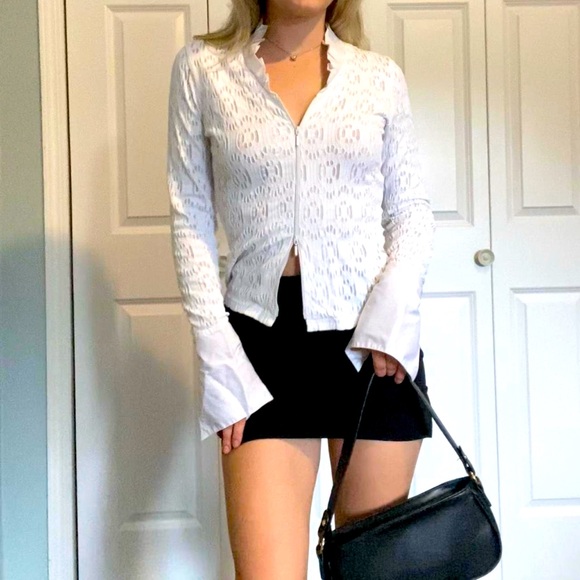 y2k double zipper longsleeve top - Picture 1 of 4